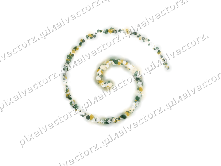 Nahtlose Glitzerspirale aus Punkten auf transparentem Grund