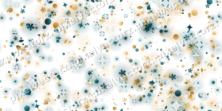 Nahtloser Glitzerkranz aus Funken und Blüten auf transparentem Grund