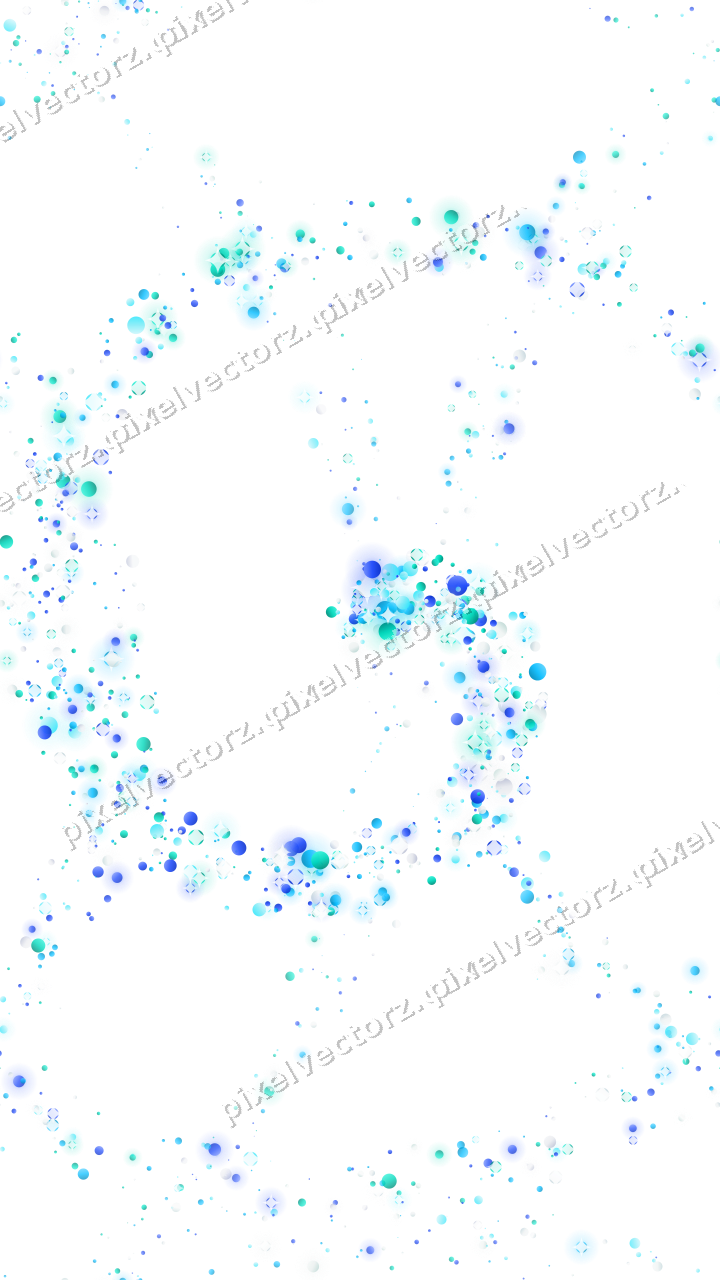 Nahtlose Glitzerspirale aus Punkten in Türkis auf transparentem Grund