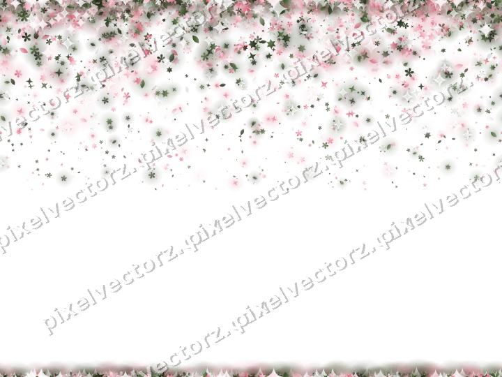 Nahtloser Glitzerregen aus Sternen und Blüten auf transparentem Grund