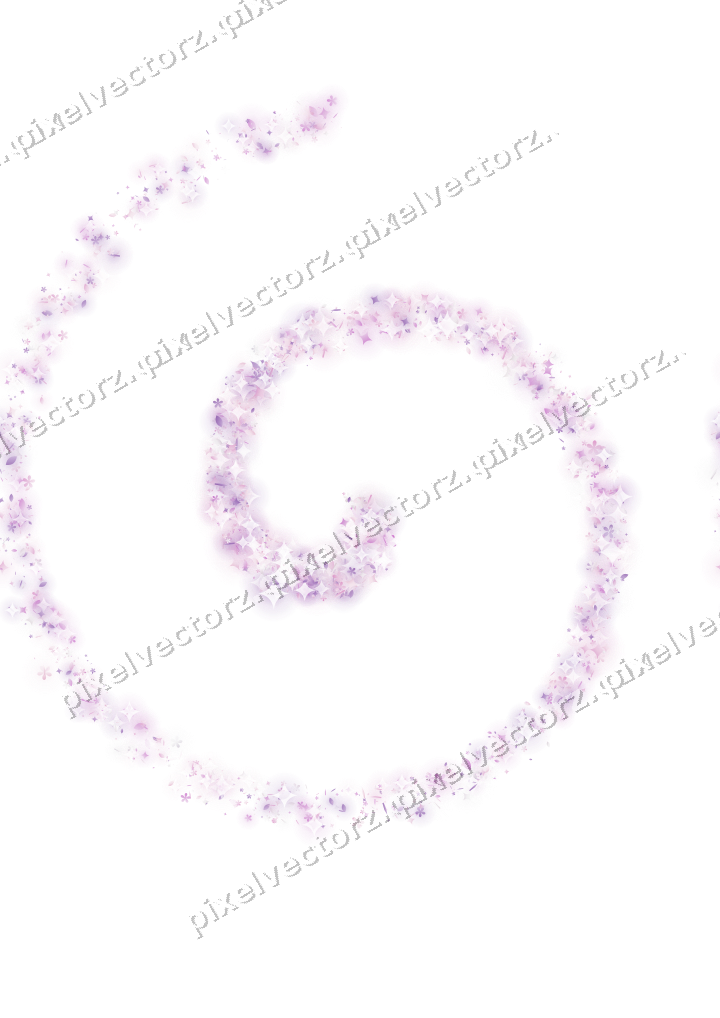 Nahtlose Glitzerspirale aus Funken und Blüten auf transparentem Grund