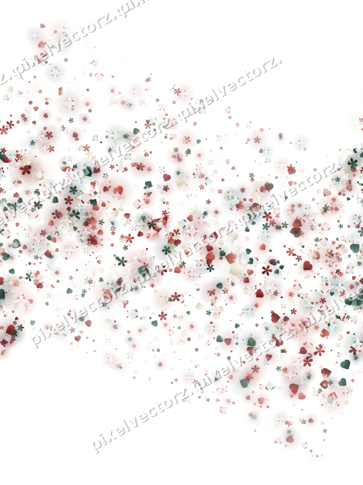 Nahtloses Glitzerband aus Herzen und Blüten auf transparentem Grund