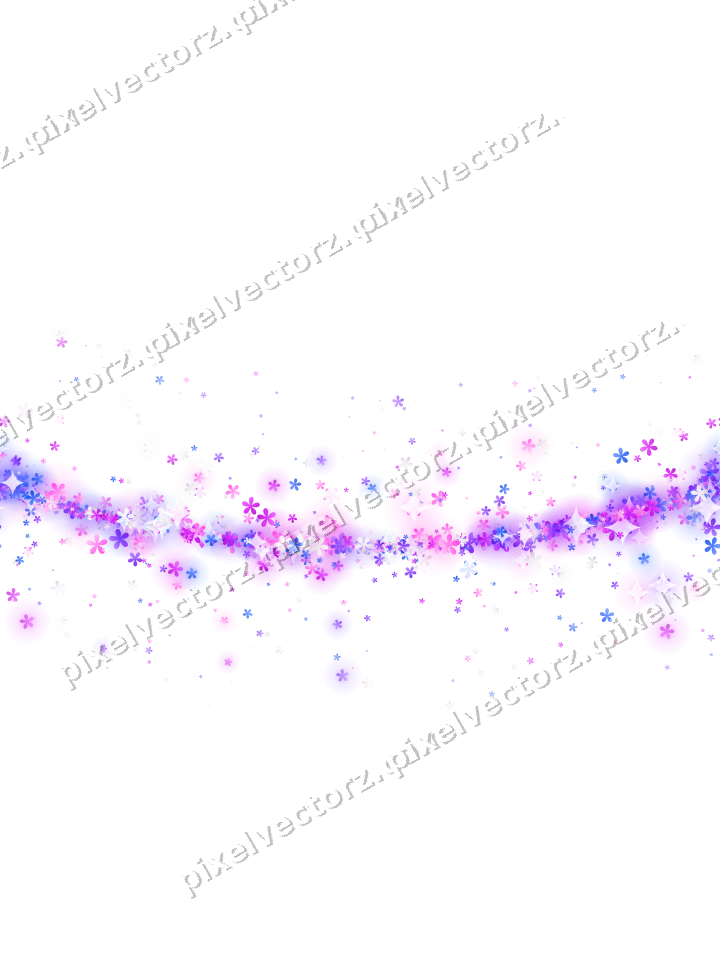 Nahtloser Glitzerbogen aus Blüten in Violett auf transparentem Grund