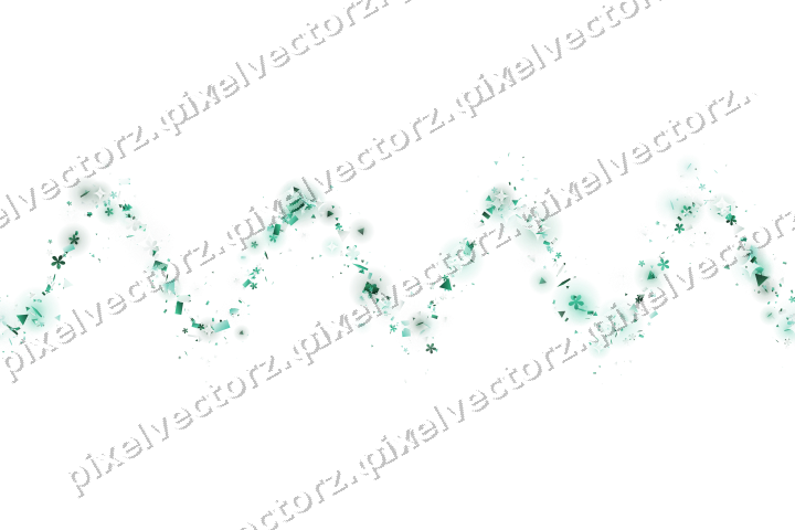 Nahtlose Glitzerwelle aus Blüten und Dreiecken auf transparentem Grund