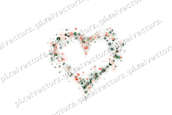 Nahtloses Glitzerherz aus Sternen und Blüten auf transparentem Grund