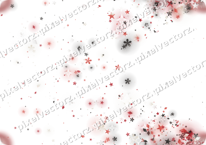 Nahtloser Glitzerfächer aus Sternen und Blüten auf transparentem Grund