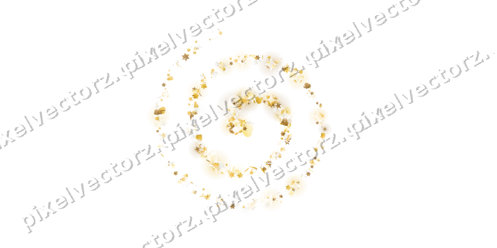 Nahtlose Glitzerspirale aus Sternen und Herzen auf transparentem Grund