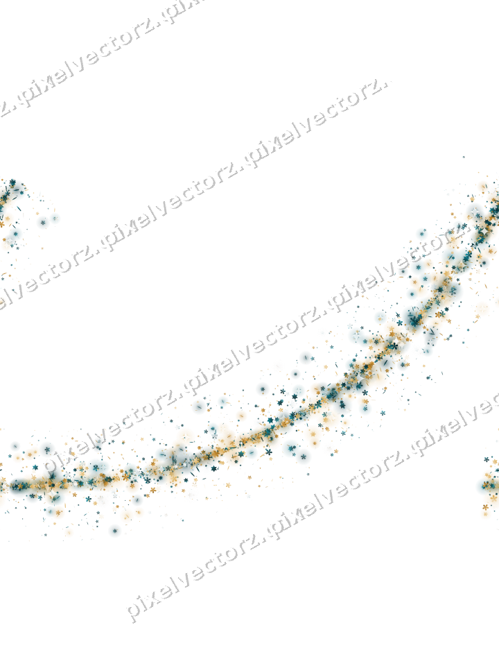 Nahtloser Glitzerbogen aus Sternen und Blüten auf transparentem Grund