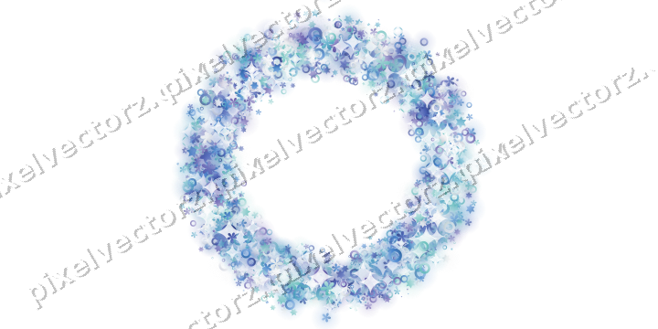 Nahtloser Glitzerkranz aus Sternen und Blüten auf transparentem Grund