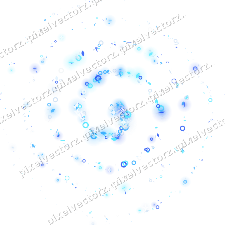 Nahtlose Glitzerspirale aus Tropfen und Ringen auf transparentem Grund