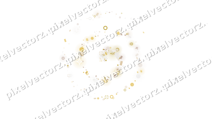 Nahtlose Glitzerspirale aus Punkten und Ringen auf transparentem Grund