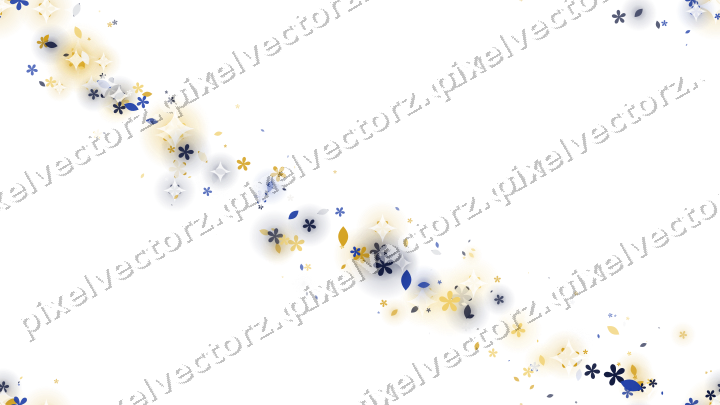 Nahtloser Glitzerbogen aus Blüten und Tropfen auf transparentem Grund