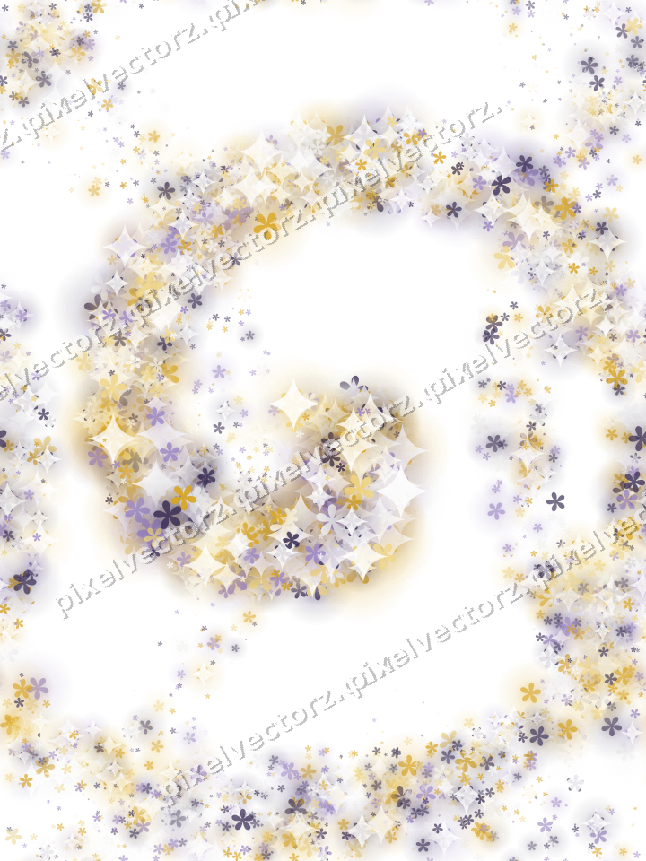 Nahtlose Glitzerspirale aus Blüten auf transparentem Grund