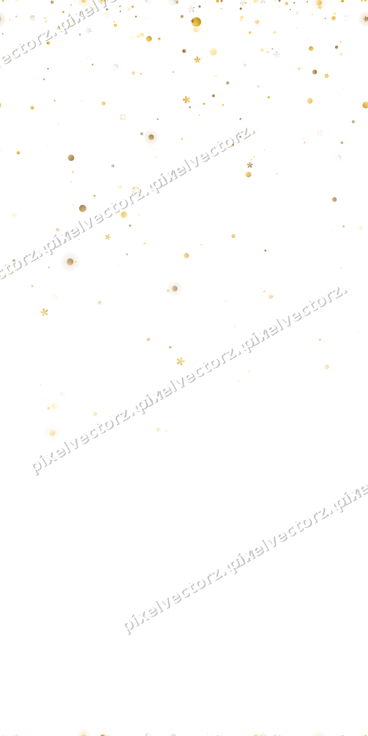 Nahtloser Glitzerregen aus Blüten und Punkten auf transparentem Grund