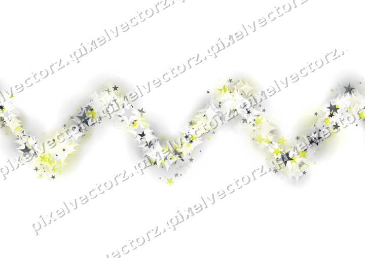 Nahtlose Glitzerwelle aus Sternen in Gelb auf transparentem Grund