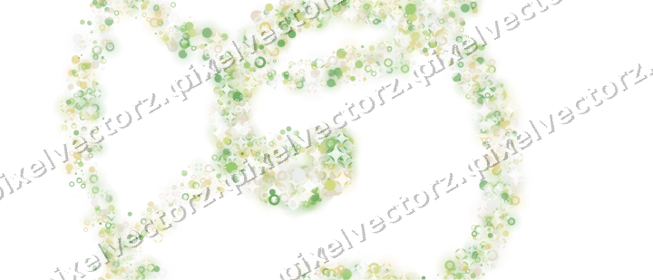 Nahtlose Glitzerspirale aus Punkten und Ringen auf transparentem Grund