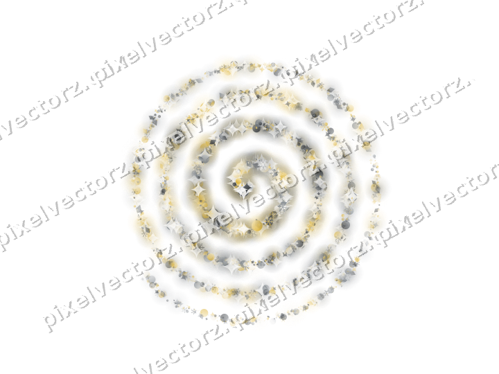 Nahtlose Glitzerspirale in Bernstein und Grau auf transparentem Grund