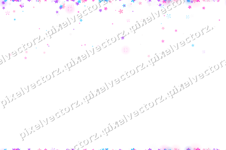 Nahtloser Glitzerregen aus Blüten in Magenta auf transparentem Grund