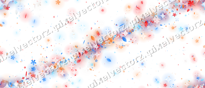 Nahtloses Glitzerband aus Blüten und Tropfen auf transparentem Grund