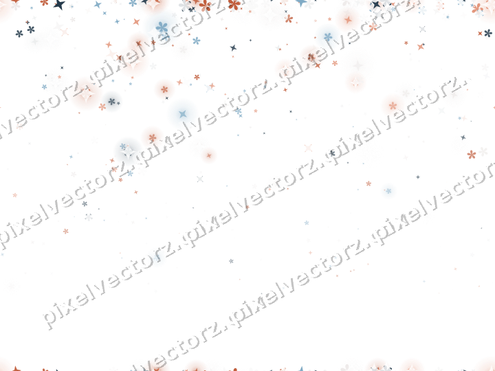 Nahtloser Glitzerregen aus Sternen und Blüten auf transparentem Grund