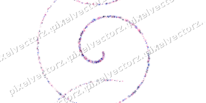 Nahtlose Glitzerspirale aus Funken und Herzen auf transparentem Grund
