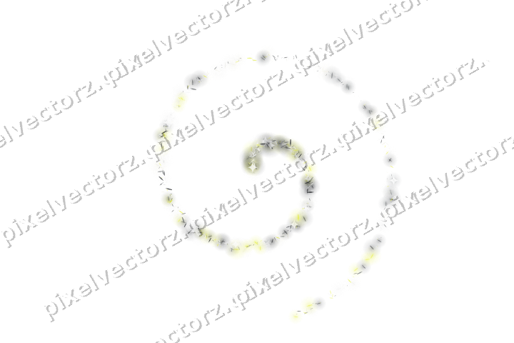 Nahtlose Glitzerspirale aus Splittern in Gelb auf transparentem Grund