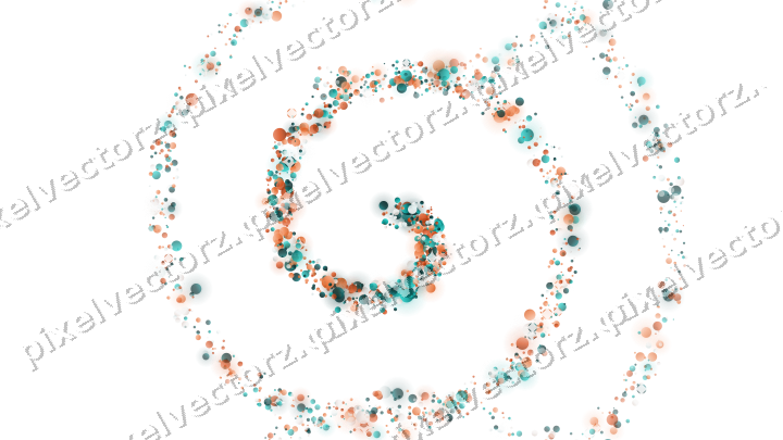 Nahtlose Glitzerspirale aus Punkten in Orange auf transparentem Grund