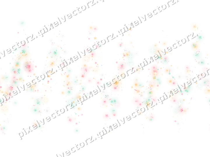 Nahtlose Glitzerwelle aus Sternen und Blüten auf transparentem Grund