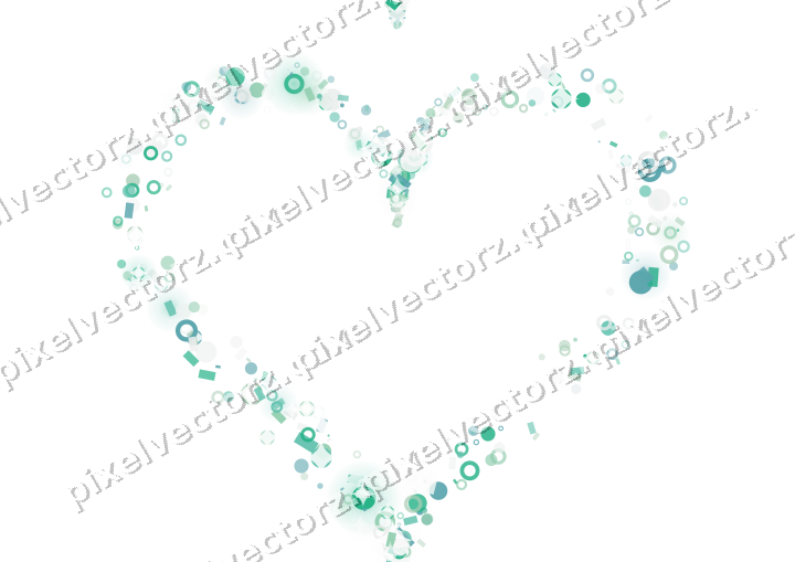 Nahtloses Glitzerherz aus Punkten und Ringen auf transparentem Grund