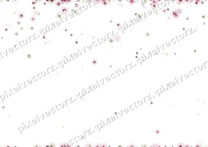 Nahtloser Glitzerregen aus Blüten und Ringen auf transparentem Grund