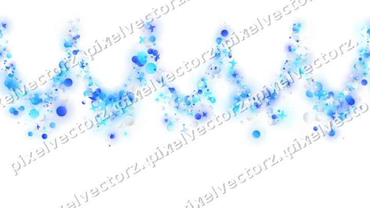 Nahtlose Glitzergirlande in Türkis und Blau auf transparentem Grund