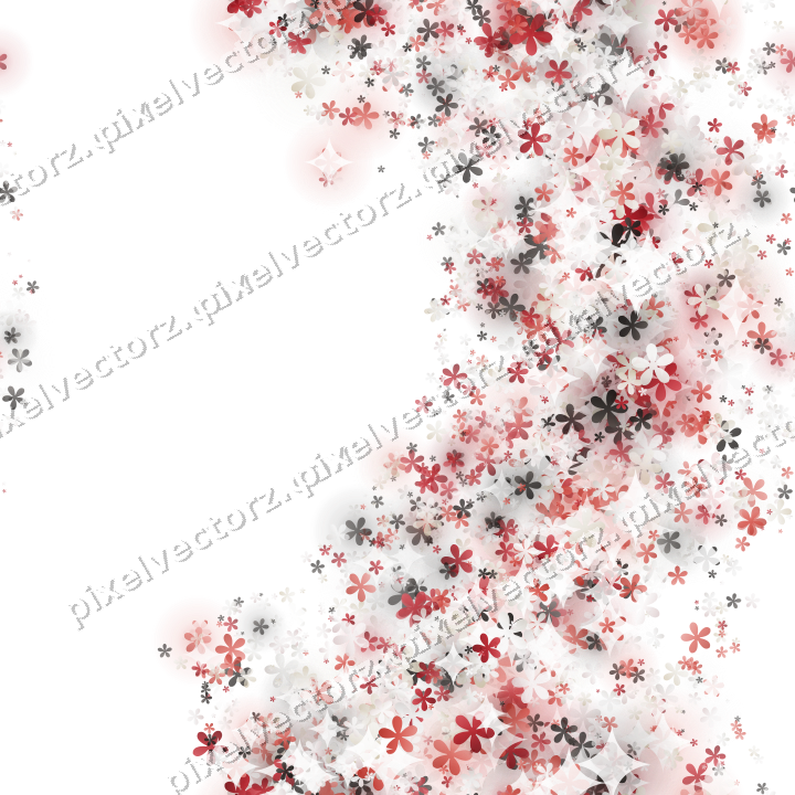 Nahtloser Glitzerbogen aus Blüten in Rot auf transparentem Grund