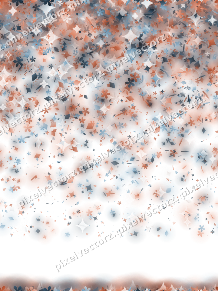 Nahtloser Glitzerregen aus Funken und Blüten auf transparentem Grund