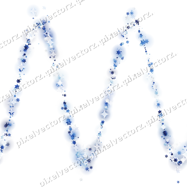 Nahtlose Glitzerwelle aus Sternen in Blau auf transparentem Grund