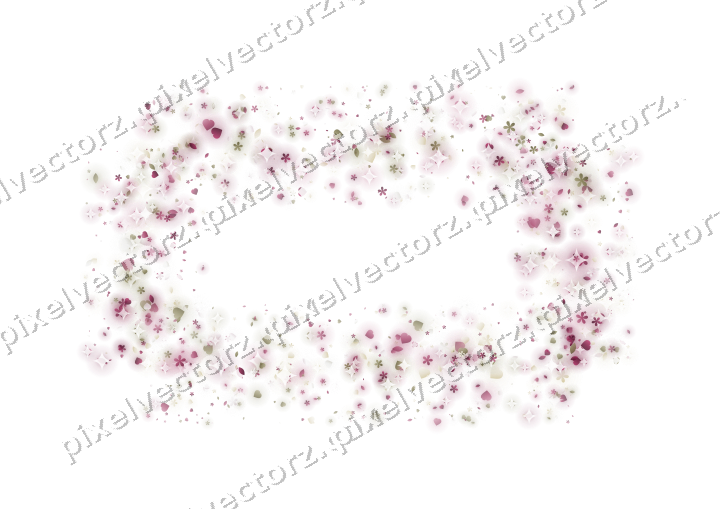 Nahtloser Glitzerrahmen aus Herzen und Blüten auf transparentem Grund