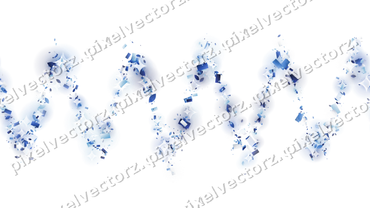 Nahtlose Glitzerwelle aus Tropfen und Konfetti auf transparentem Grund