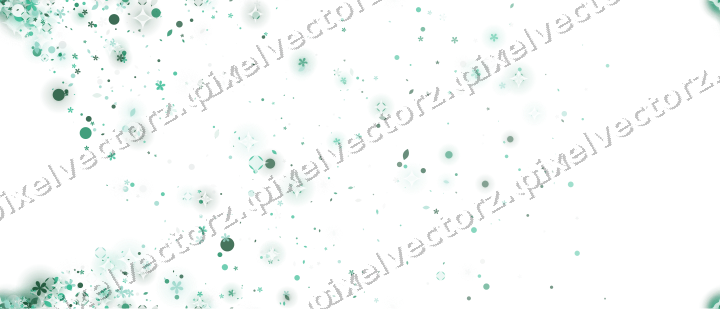 Nahtloser Glitzerfächer aus Blüten und Tropfen auf transparentem Grund