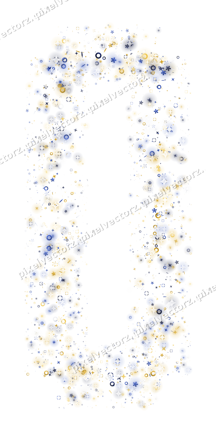 Nahtloser Glitzerrahmen aus Sternen und Blüten auf transparentem Grund