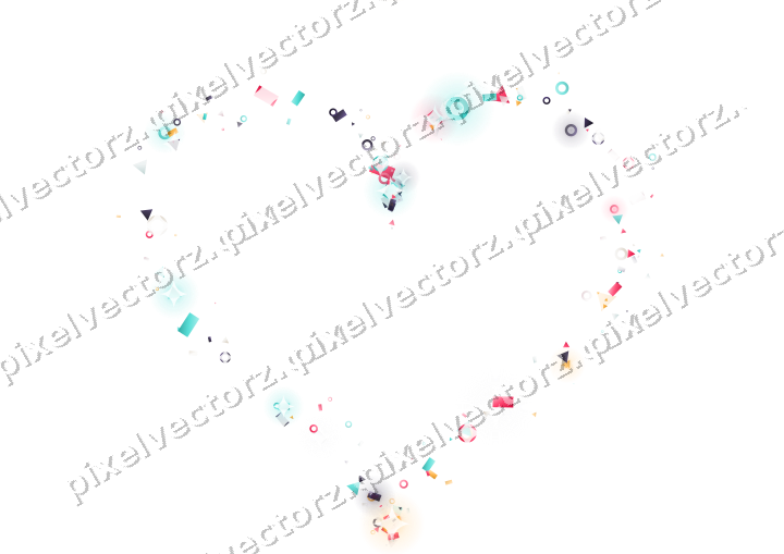 Nahtloses Glitzerherz aus Ringen und Dreiecken auf transparentem Grund