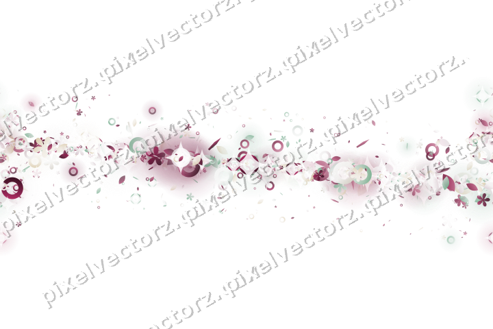 Nahtloses Glitzerband aus Blüten und Tropfen auf transparentem Grund