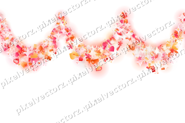 Nahtlose Glitzergirlande in Rot und Orange auf transparentem Grund