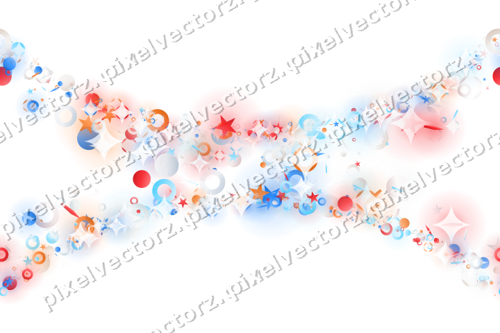 Nahtlose Glitzergirlande in Blau und Rot auf transparentem Grund