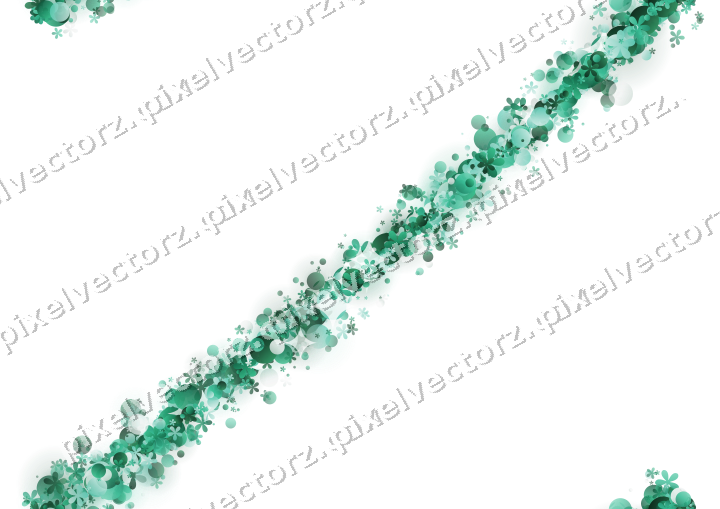 Nahtloser Glitzerbogen aus Blüten und Punkten auf transparentem Grund