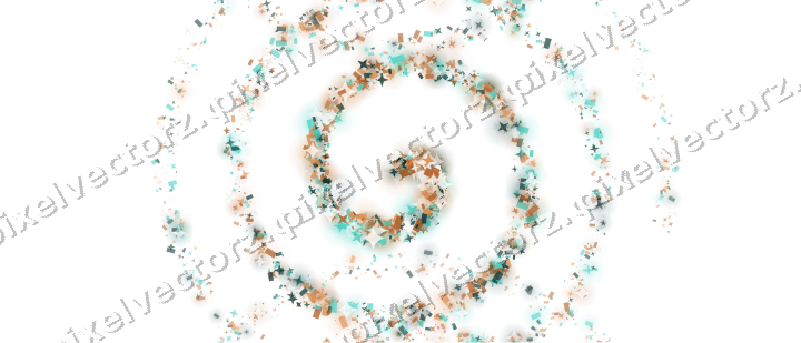 Nahtlose Glitzerspirale in Orange und Petrol auf transparentem Grund