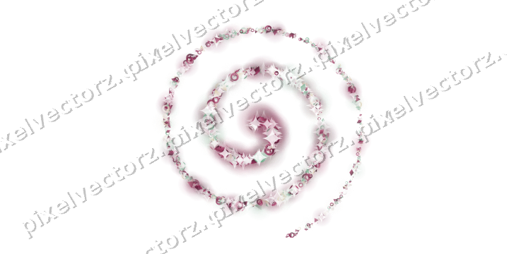 Nahtlose Glitzerspirale aus Ringen und Rauten auf transparentem Grund