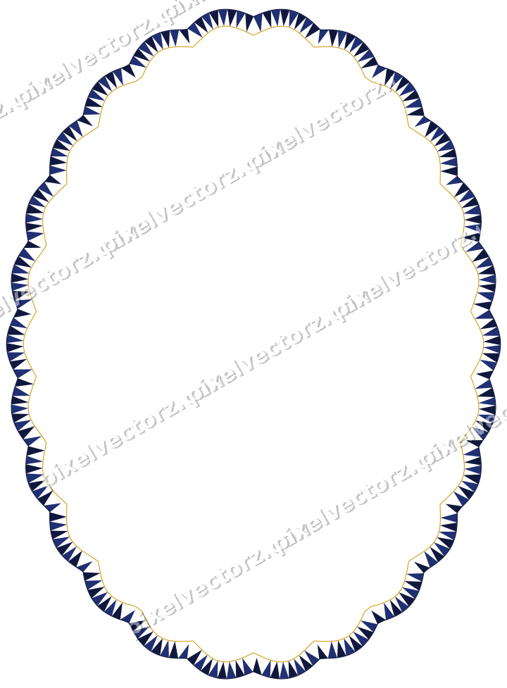 Dekorativer Zierrahmen in Bernstein und Blau mit Oval und Lappenrand