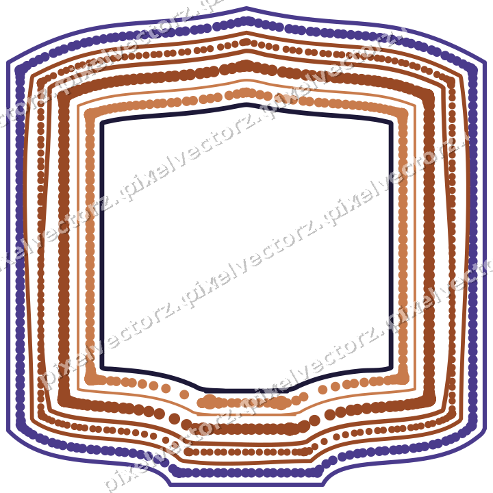 Dekorativer Zierrahmen in Orange und Blau mit Tafel und Eselsrücken