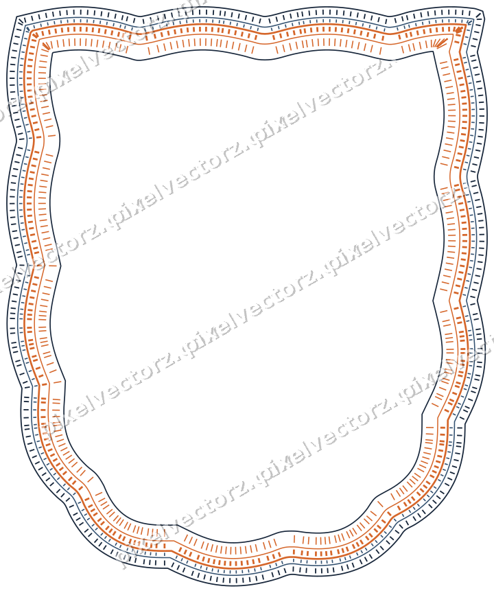 Dekorativer Zierrahmen in Dunkelblau und Orange mit Wappen