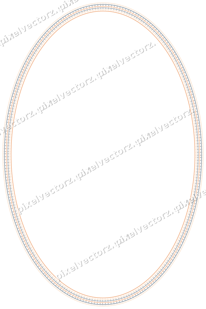 Dekorativer Zierrahmen in Blau und Orange mit Oval und Punktreihe