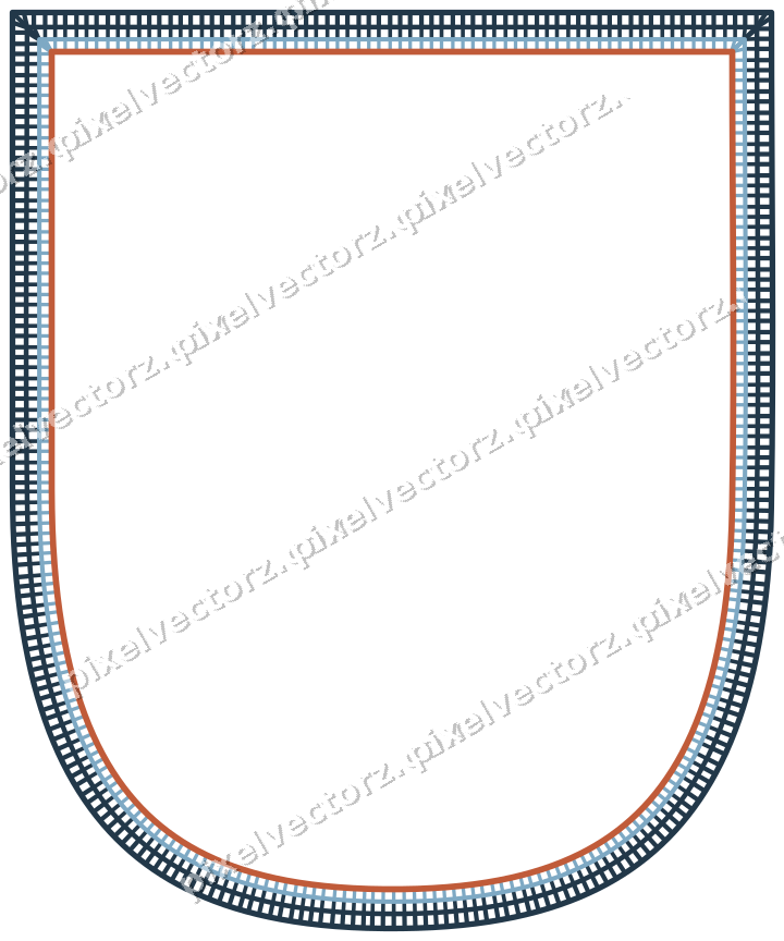 Dekorativer Zierrahmen in Orange und Türkis mit Wappen und Schraffur